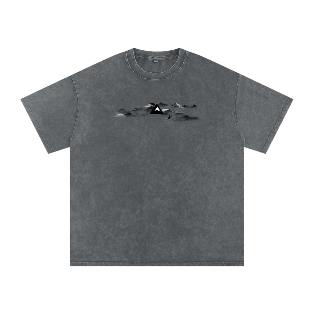 Simplistic Gray Alpine Washed Oversized T-Shirt (No Back Design)