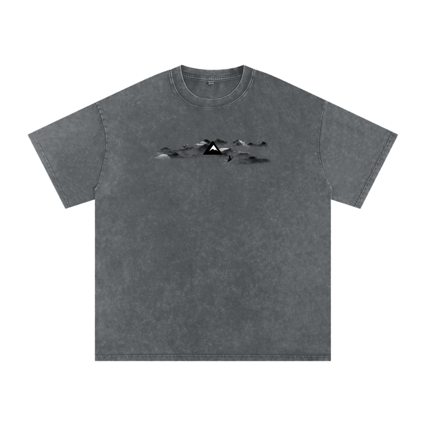Simplistic Gray Alpine Washed Oversized T-Shirt (No Back Design)